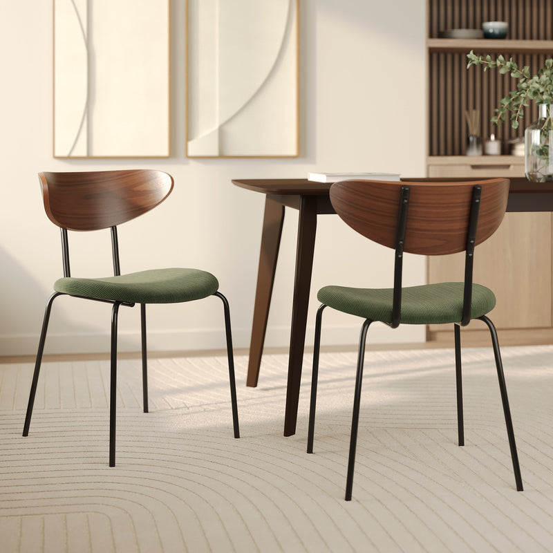 Chaise Jade en velours côtelé vert kaki (lot de 2)