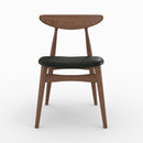Lot de 2 chaises Josette en cuir synthétique noir et bois d'hévéa