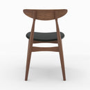 Lot de 2 chaises Josette en cuir synthétique noir et bois d'hévéa