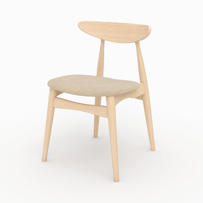 Lot de 2 chaises Josette en tissu beige et bois d'hévéa