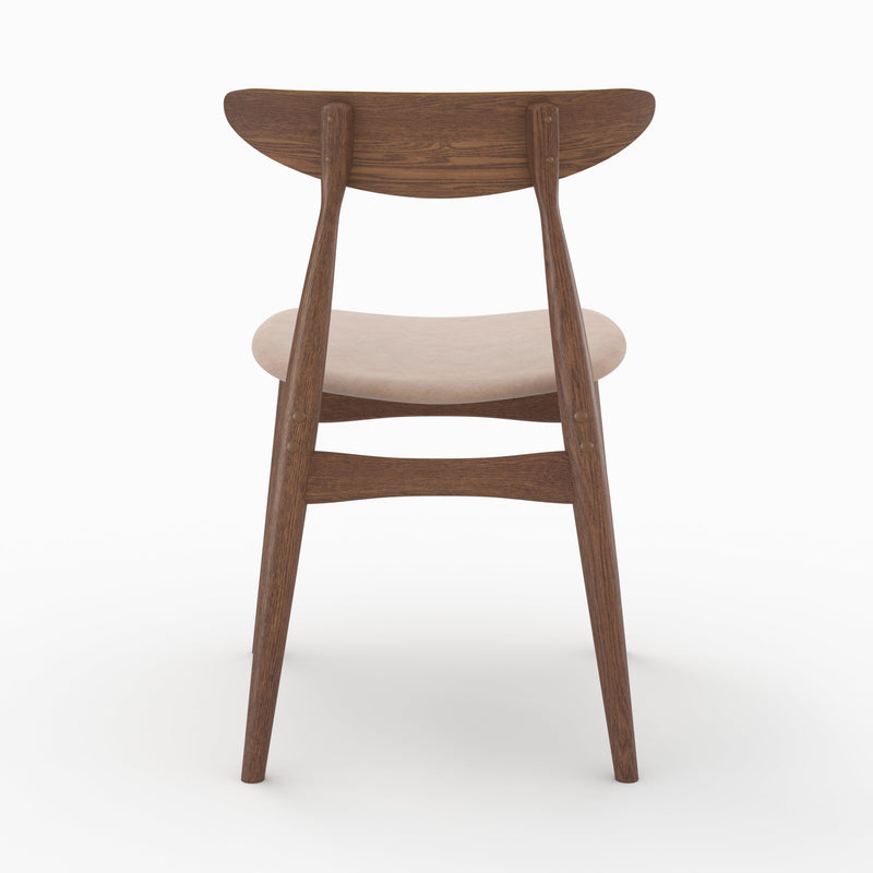 Lot de 2 chaises Josette en tissu beige et bois foncé d'hévéa