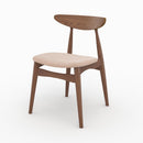 Lot de 2 chaises Josette en tissu beige et bois foncé d'hévéa