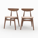Lot de 2 chaises Josette en tissu beige et bois foncé d'hévéa