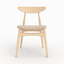 Lot de 2 chaises Josette en tissu beige et bois d'hévéa