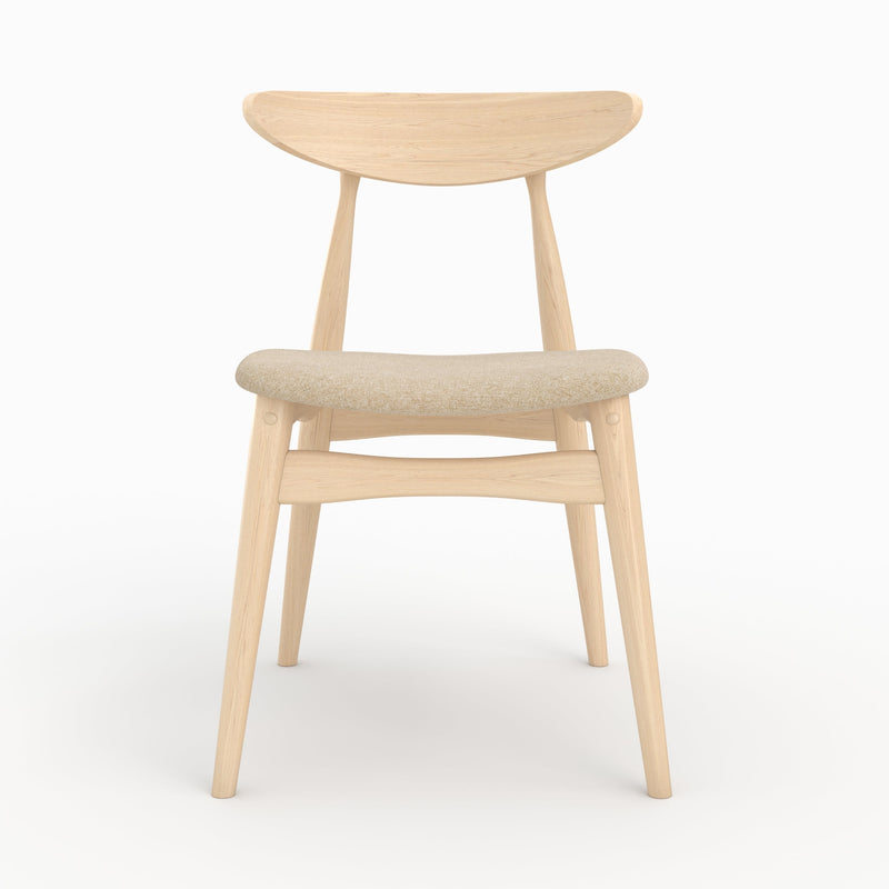 Lot de 2 chaises Josette en tissu beige et bois d'hévéa