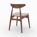 Lot de 2 chaises Josette en tissu beige et bois foncé d'hévéa