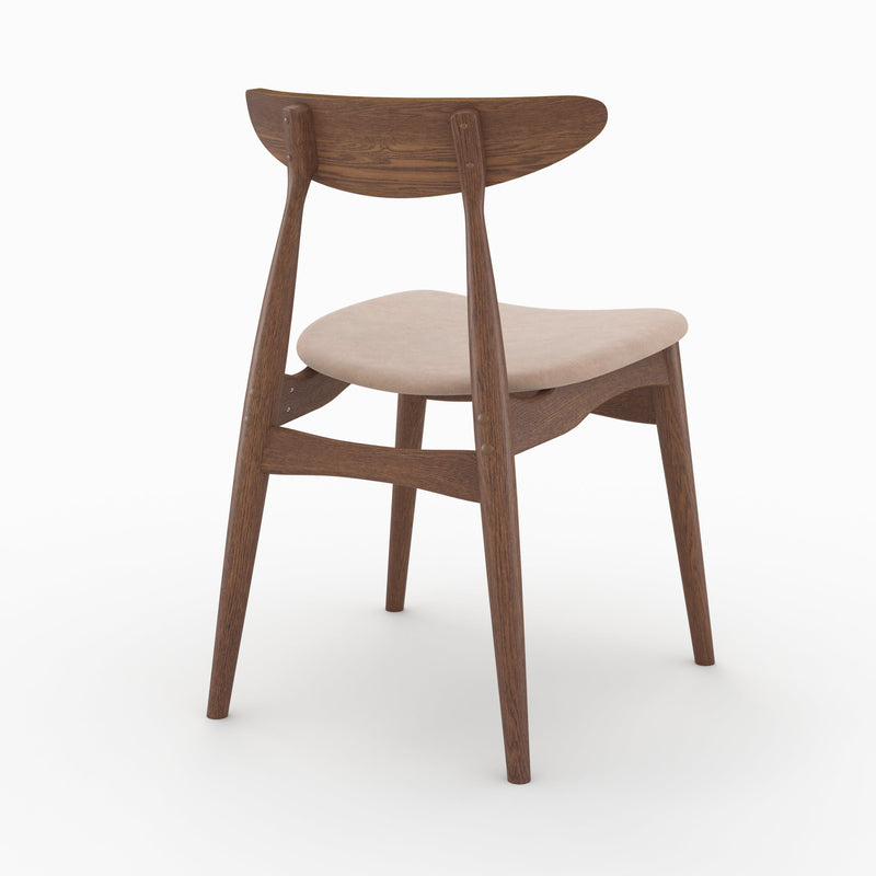 Lot de 2 chaises Josette en tissu beige et bois foncé d'hévéa