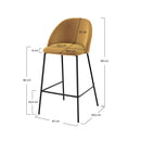 Chaise de bar Karl en velours jaune moutarde 66 cm (lot de 2)