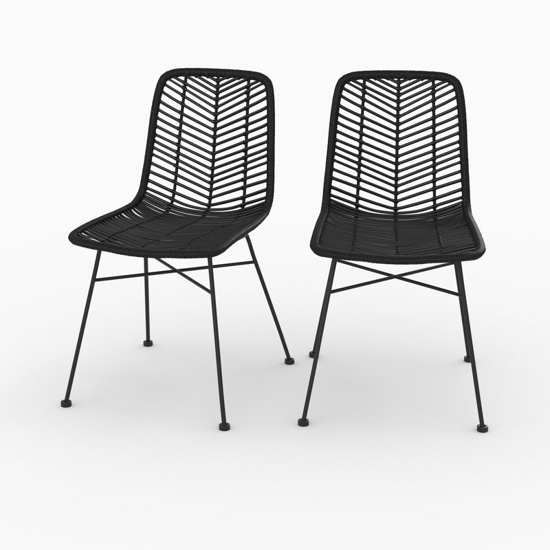 Chaise Tamara en rotin noir (lot de 2)