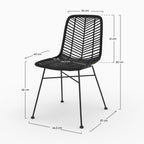 Tamara - Lot De 2 Chaises En Rotin Et Pieds En Métal Noir