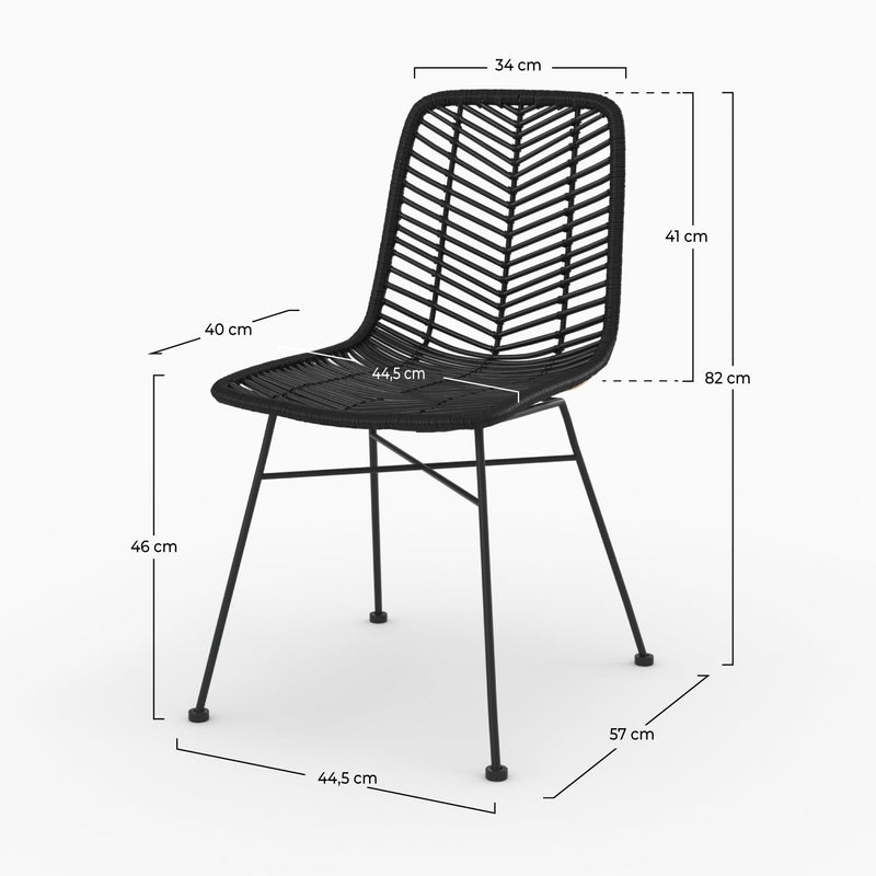 Chaise Tamara en rotin noir (lot de 2)
