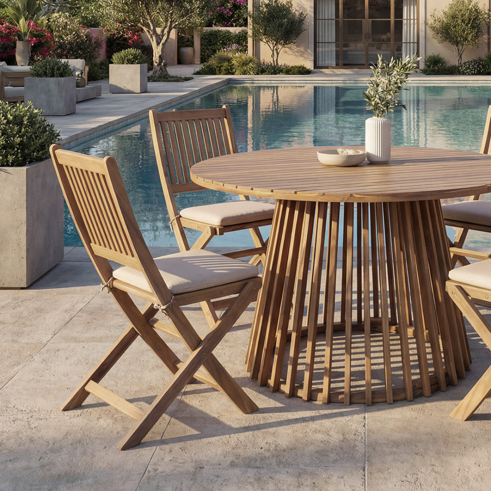 Lina - Lote de 2 sillas plegables de jardín - Madera - Madera clara