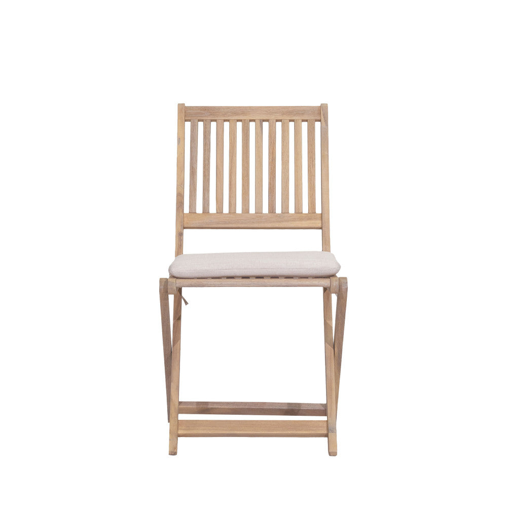 Lina - Lote de 2 sillas plegables de jardín - Madera - Madera clara
