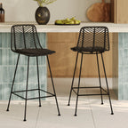 Tamara - Lot De 2 Chaises Pour Îlot Central En Rotin Noir
