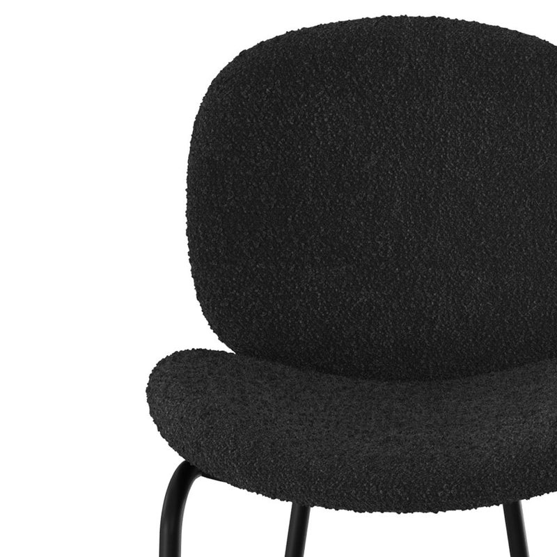Chaise pour îlot central Iris en tissu bouclé noir 63,5 cm (lot de 2)