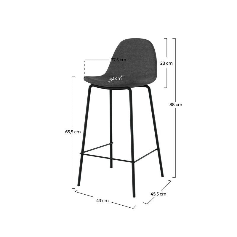 Chaise pour îlot central Henrik en tissu gris foncé 65,5 cm (lot de 2)