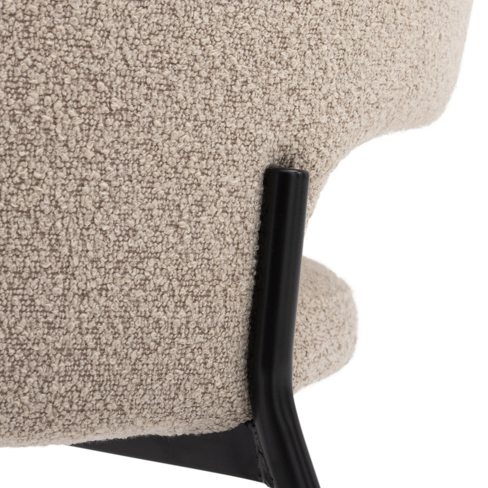 Soren - Lot De 2 Chaises - Tissu Bouclette & Métal - Beige chiné