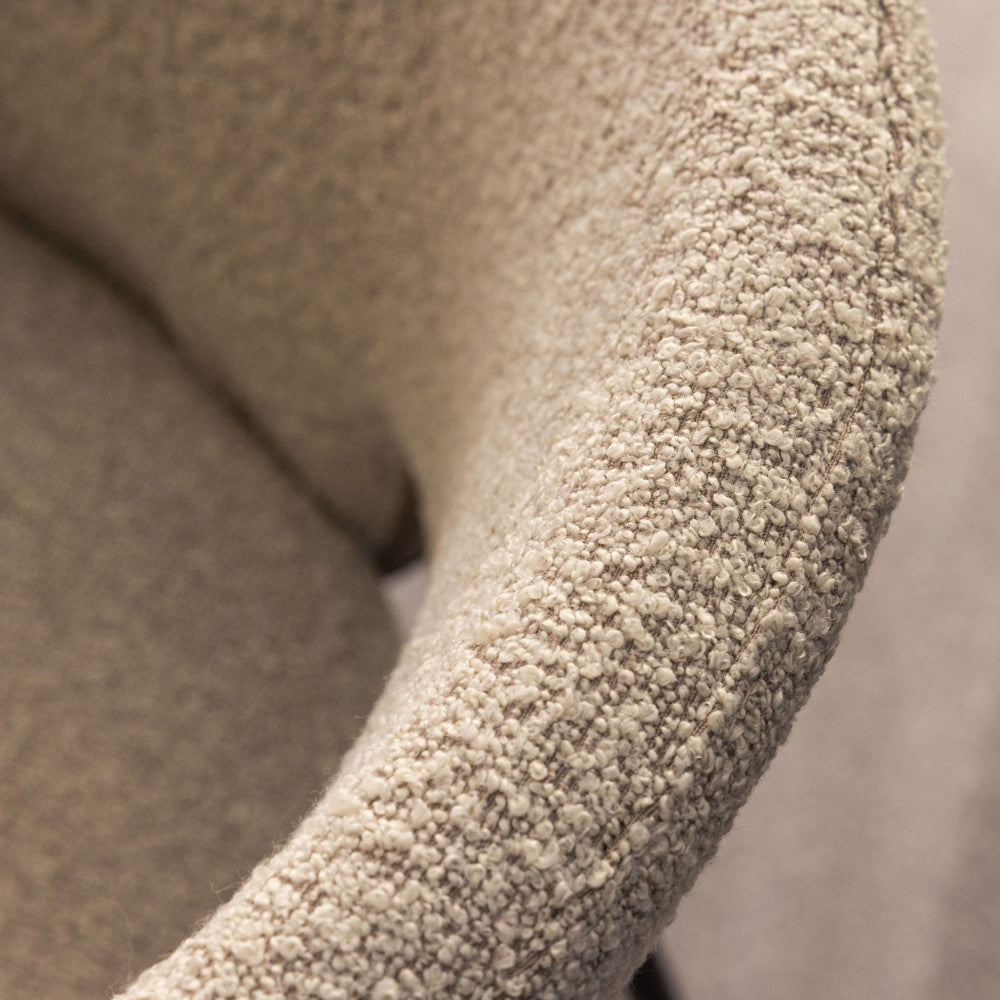 Soren - Lot De 2 Chaises - Tissu Bouclette & Métal - Beige chiné