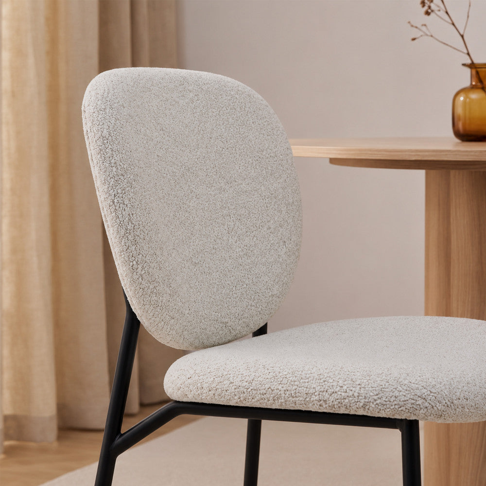 Dalby - Set of 2 Chairs - Fabric and Metal - Mottled Ecru