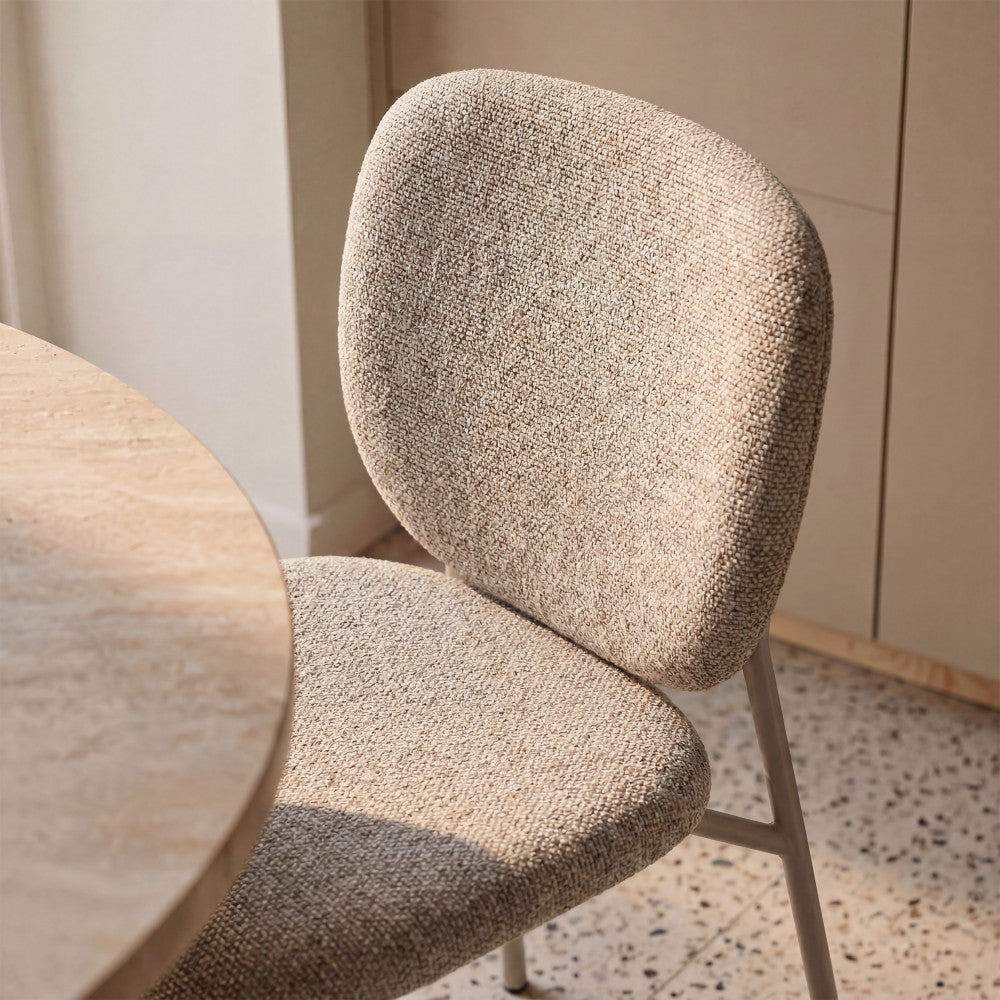 Dalby - Set of 2 Chairs - Fabric, Beige Legs - Mottled Brown