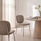 Dalby - Set of 2 Chairs - Fabric, Beige Legs - Mottled Brown