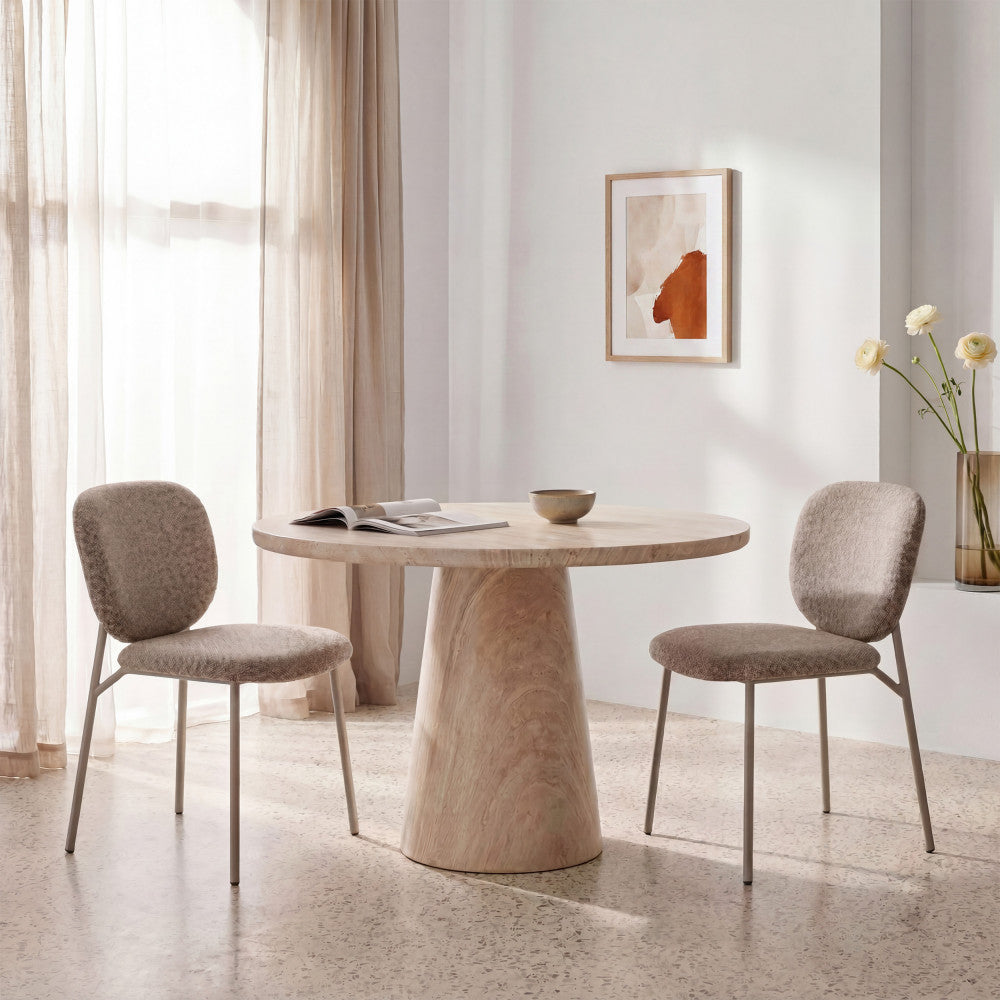 Dalby - Set of 2 Chairs - Fabric, Beige Legs - Mottled Brown