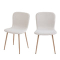 Gaston - Lot De 2 Chaises - Tissu Piètement Effet Bois - Beige