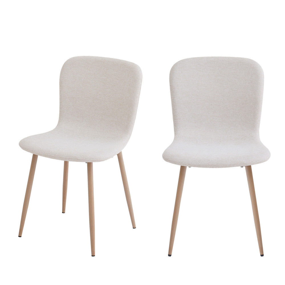 Gaston - Lot De 2 Chaises - Tissu Piètement Effet Bois - Beige