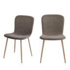 Gaston - Set of 2 Chairs - Fabric, Wood-Effect Base - Brown