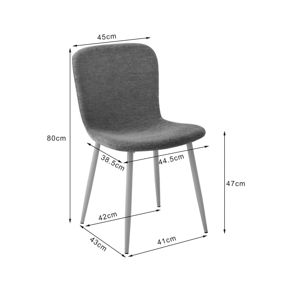 Gaston - Set of 2 Chairs - Fabric, Wood-Effect Base - Brown