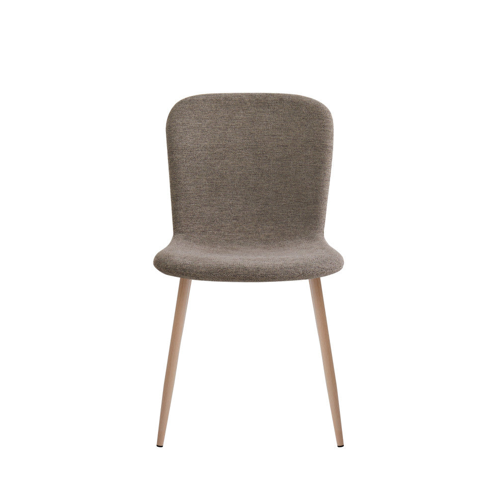 Gaston - Set of 2 Chairs - Fabric, Wood-Effect Base - Brown