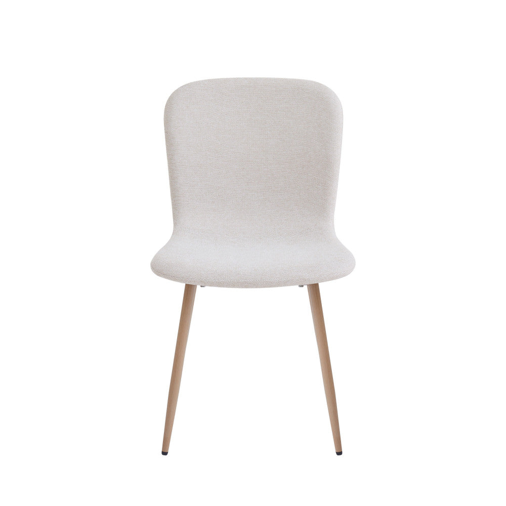 Gaston - Lot De 2 Chaises - Tissu Piètement Effet Bois - Beige