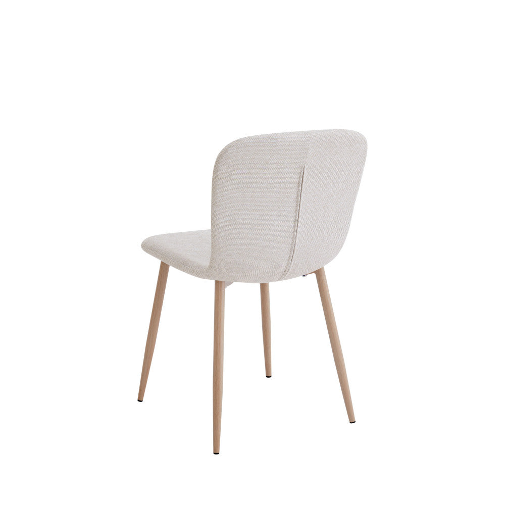 Gaston - Lot De 2 Chaises - Tissu Piètement Effet Bois - Beige