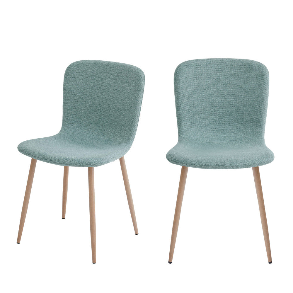Gaston - Lote de 2 sillas - Tela con patas efecto madera - Verde
