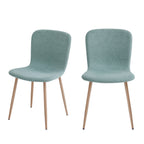 Gaston - Lote de 2 sillas - Tela con patas efecto madera - Verde