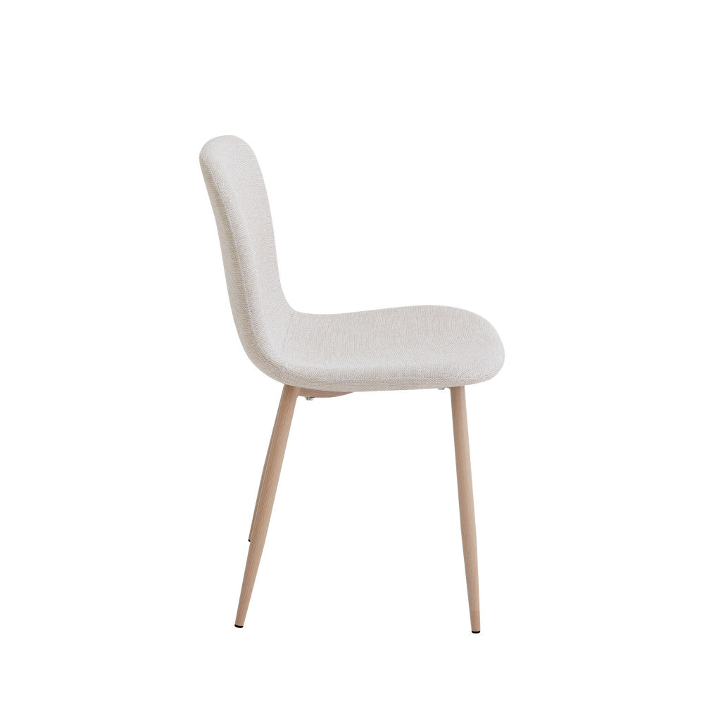 Gaston - Lot De 2 Chaises - Tissu Piètement Effet Bois - Beige
