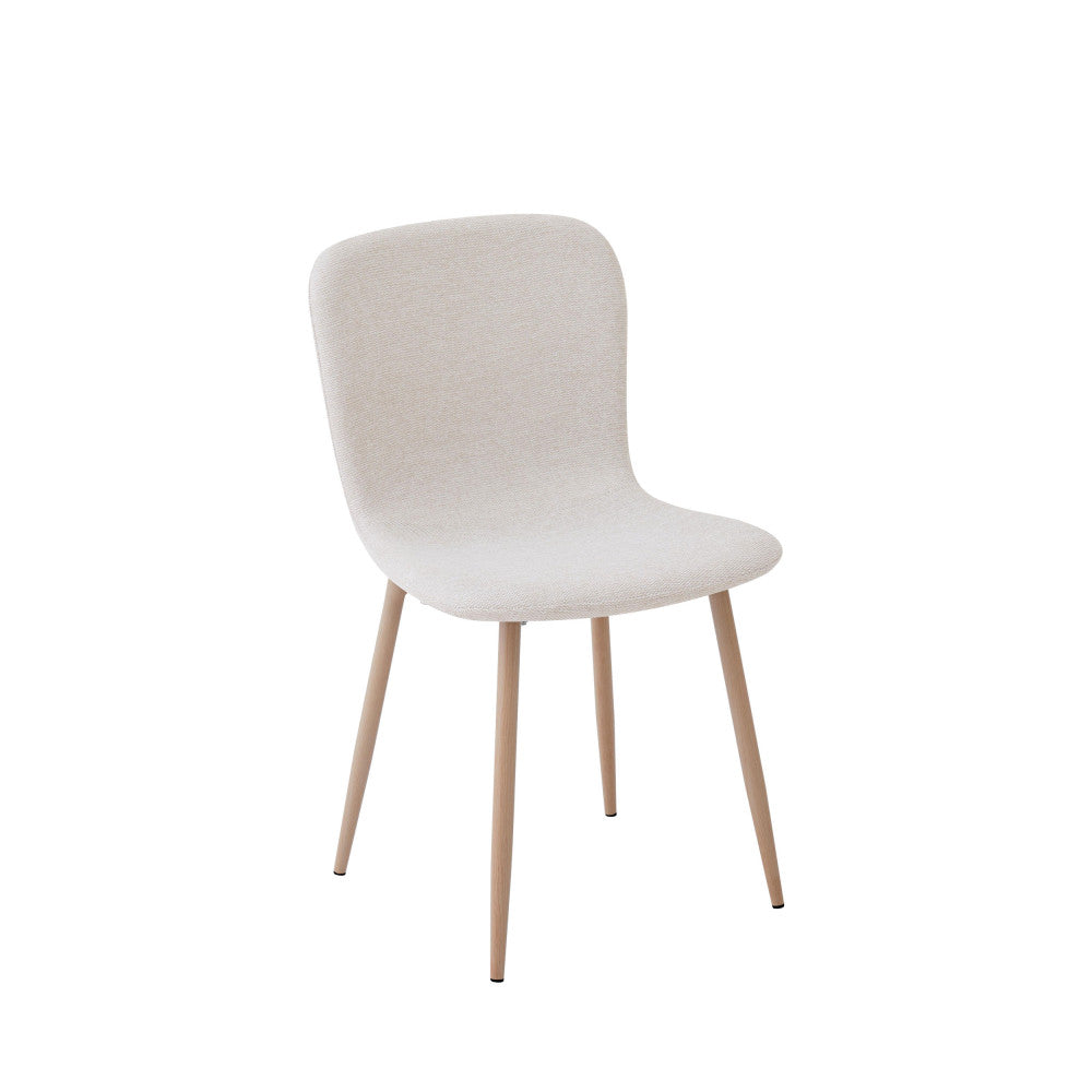 Gaston - Lot De 2 Chaises - Tissu Piètement Effet Bois - Beige