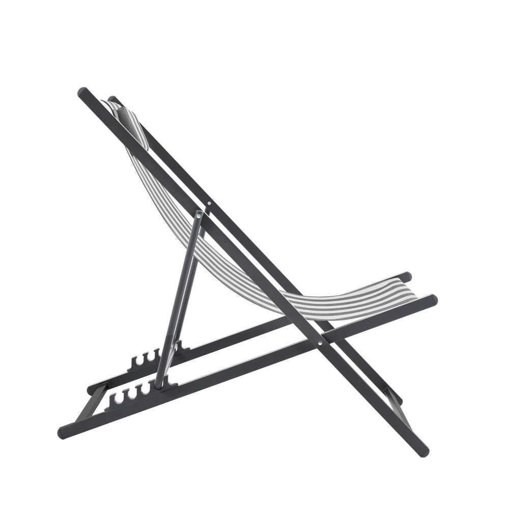 Brisa - Set Di 2 Sdraio A Righe - Alluminio - Grigio scuro