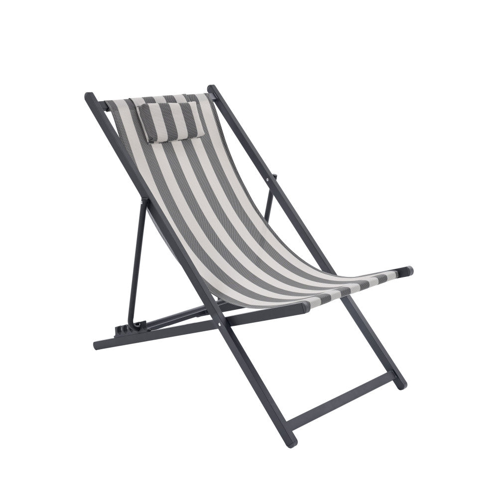 Brisa - Set Di 2 Sdraio A Righe - Alluminio - Grigio scuro