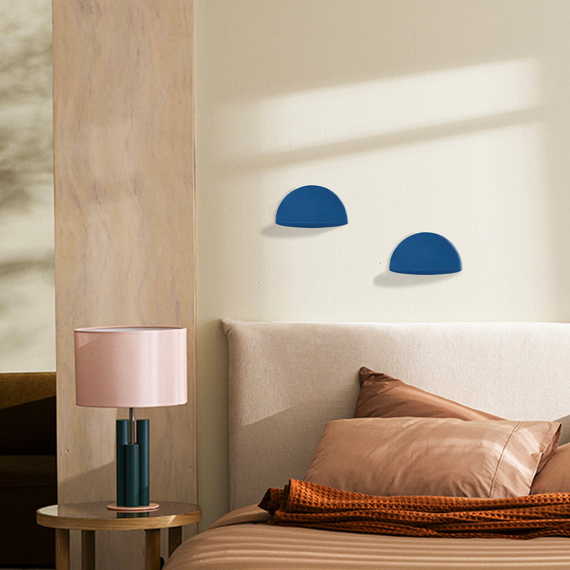 Nuagio - Lot De 2 Étagères Murales Demi-cercle - Métal - Bleu