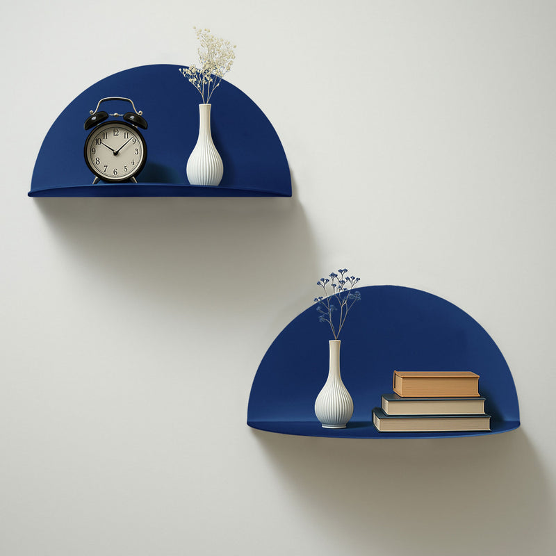 Nuagio - Lot De 2 Étagères Murales Demi-cercle - Métal - Bleu