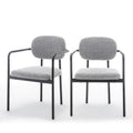 Stuart - Lote De 2 Sillones De Mesa - Tejido Bouclé Y Metal - Gris