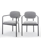 Stuart - Lote De 2 Sillones De Mesa - Tejido Bouclé Y Metal - Gris