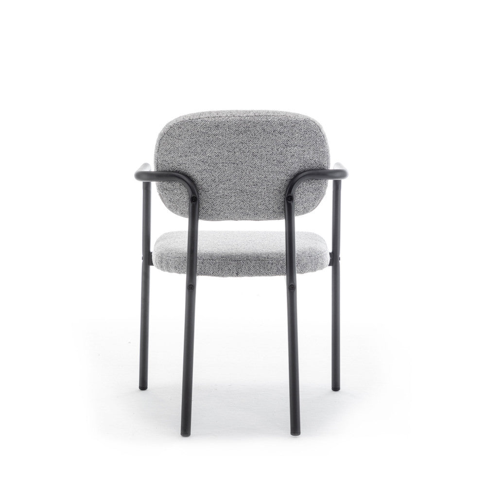 Stuart - Lote De 2 Sillones De Mesa - Tejido Bouclé Y Metal - Gris