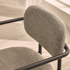 Stuart - Lote De 2 Sillones De Mesa - Tejido Bouclé Y Metal - Gris