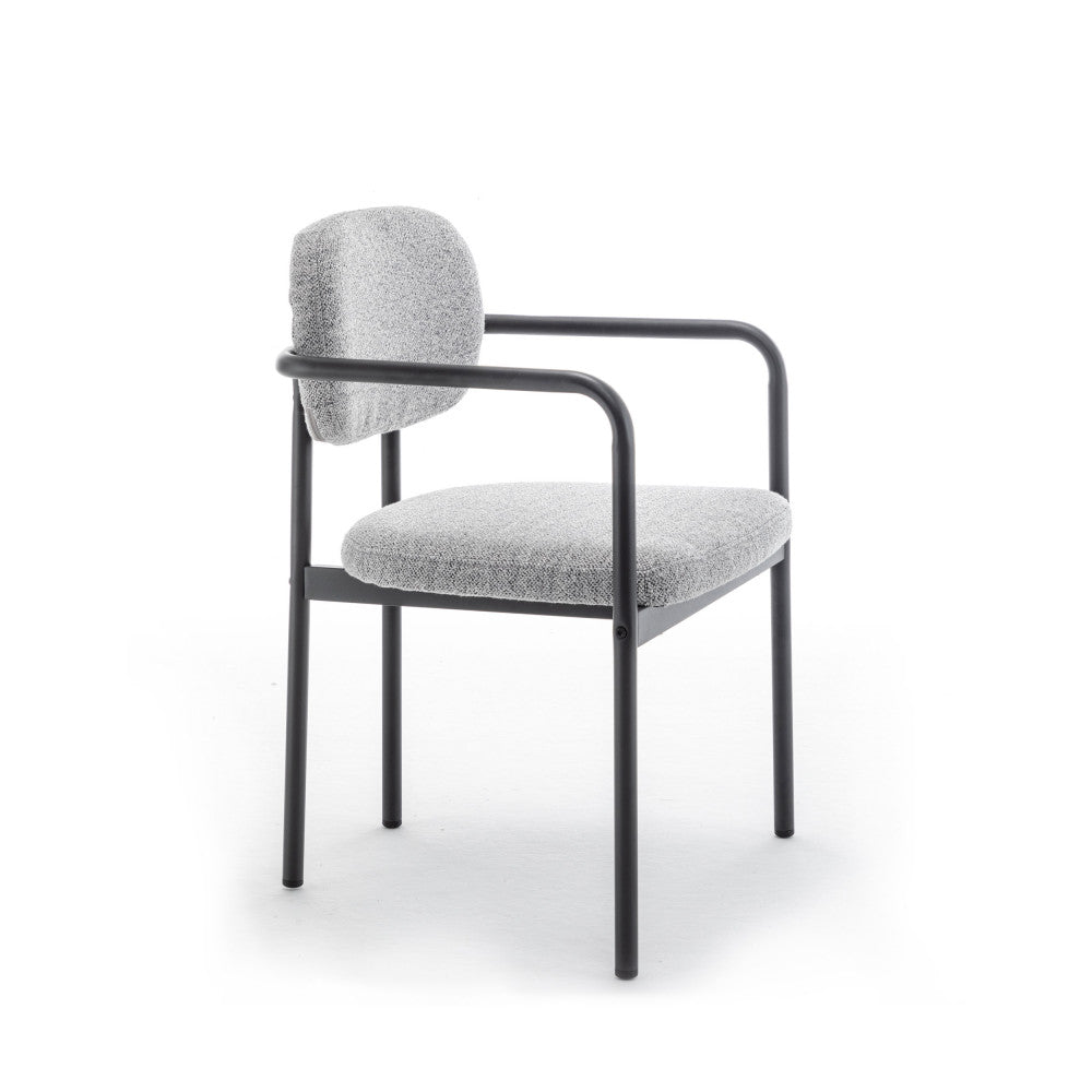 Stuart - Lote De 2 Sillones De Mesa - Tejido Bouclé Y Metal - Gris