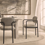 Stuart - Lote De 2 Sillones De Mesa - Tejido Bouclé Y Metal - Gris