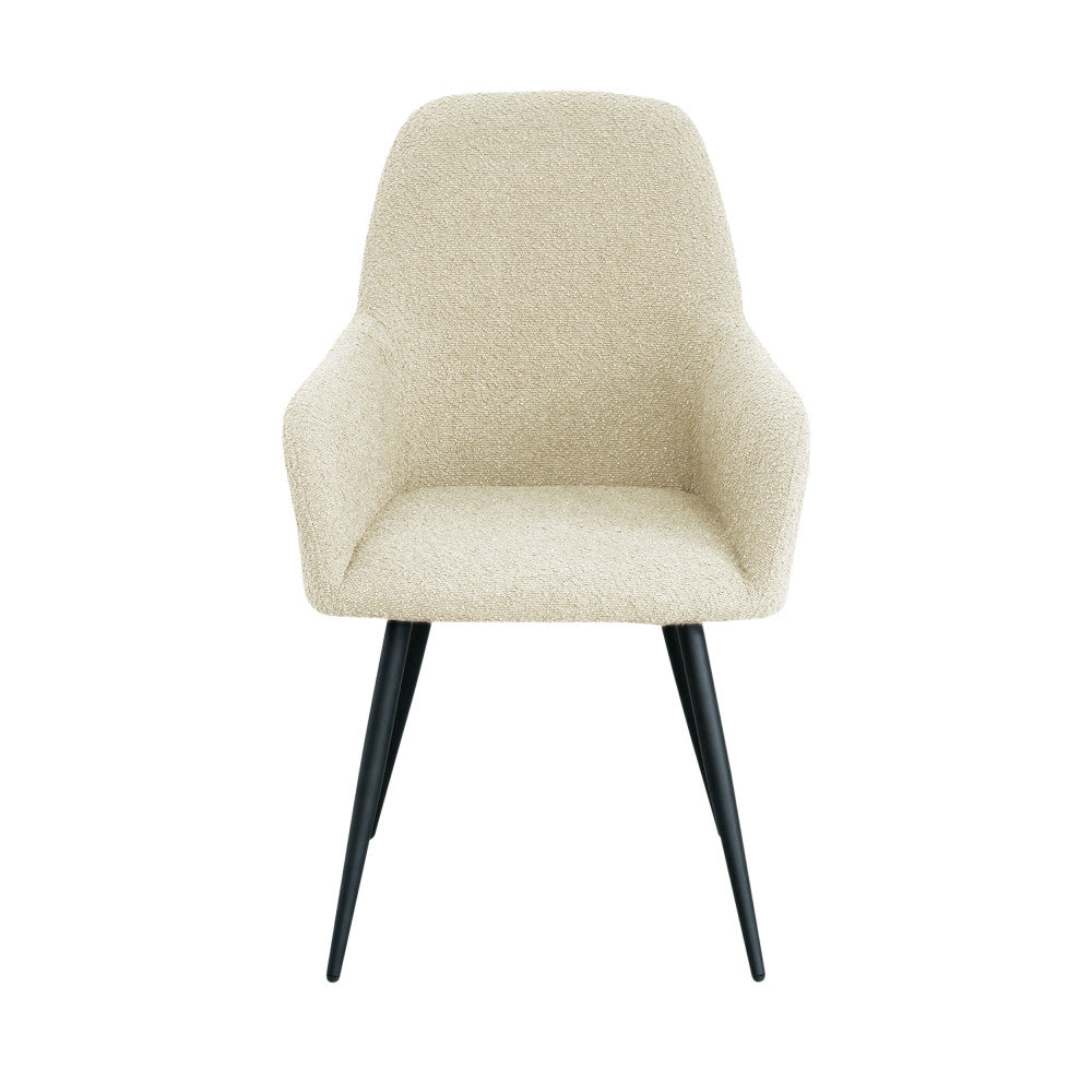 Harbo - Set of 2 Dining Chairs - Bouclé Fabric and Metal - Ecru