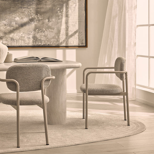 Stuart - Lot De 2 Fauteuils De Table - Tissu Bouclette - Beige