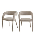 Romy - Lote de 2 sillones de mesa - Tela - Marrón jaspeado